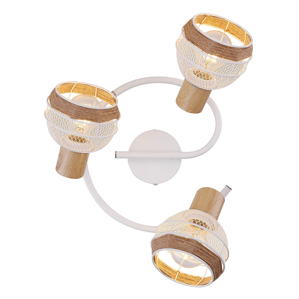 DECKENLEUCHTE Metall Weiß Holz-Optik - Weiß, Naturmaterialien (28/28/18.2cm)