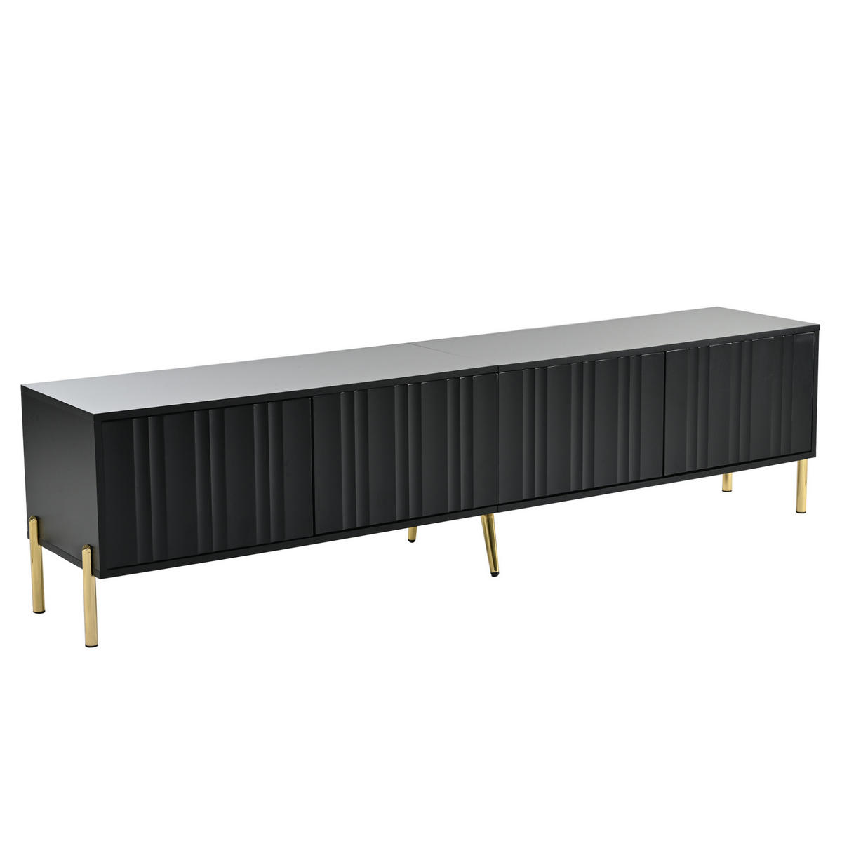 TV-SCHRANK mit 4 Türen 190 x 38 x 48 cm Schwarz - Schwarz, Holzwerkstoff (38/48/190cm) - Beauniv