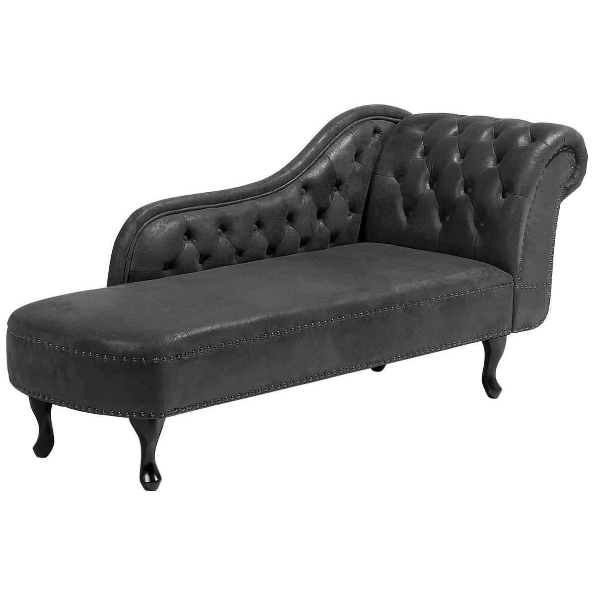 CHAISELONGUE Kunstwildleder dunkelgrau rechtsseitig Nimes - Grau, Kunststoff (170/79/73cm) - Beliani