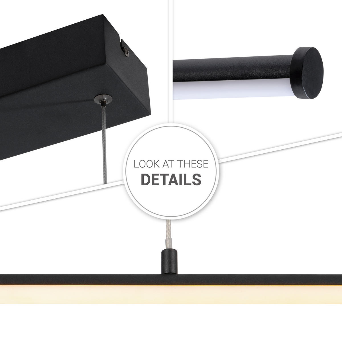 PENDELLEUCHTE Dea - Schwarz/Weiß, Metall (100.6/2/2cm) - Paco Home