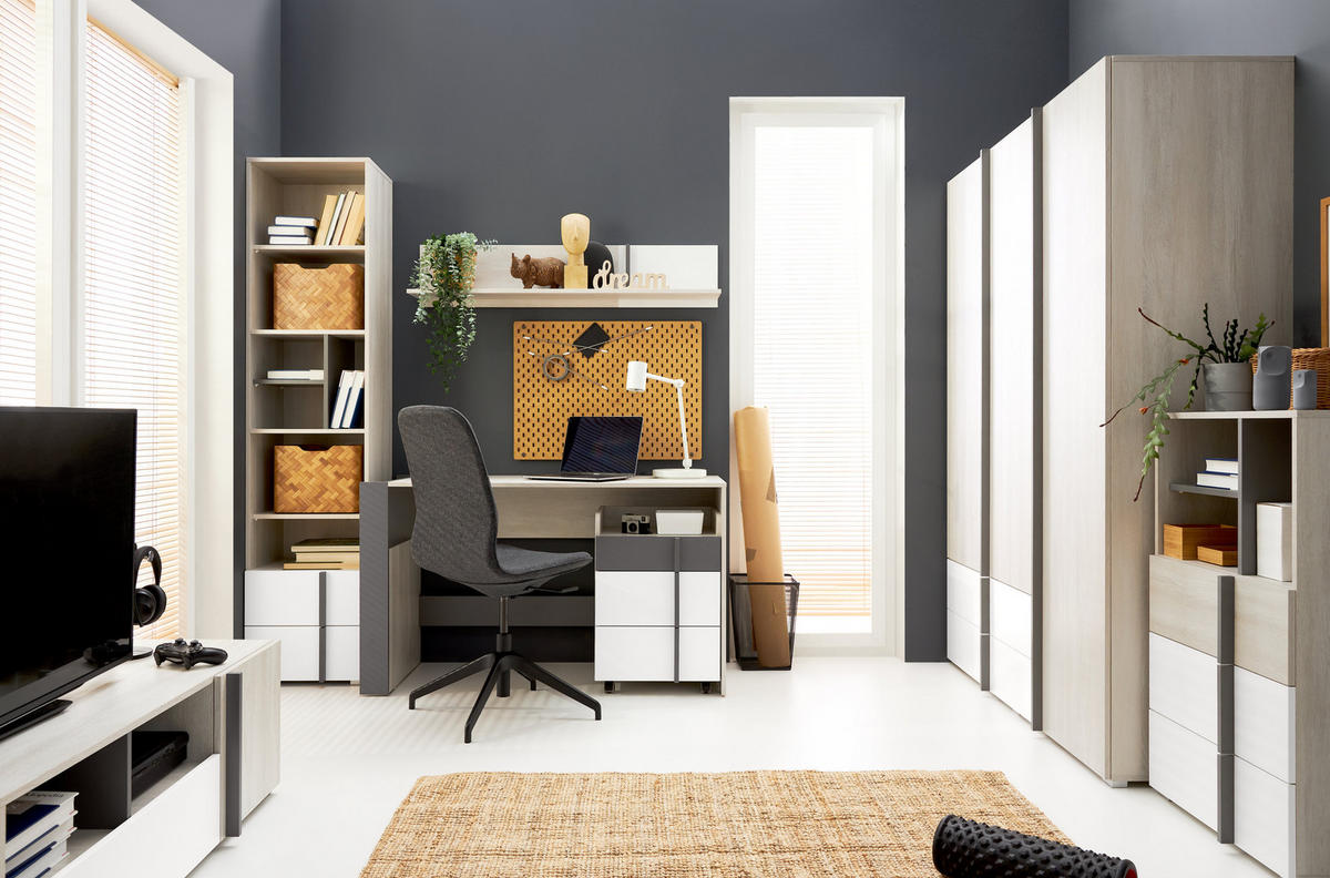 DREHTÜRENSCHRANK BERGAMO 150/195/50cm 3-türig Eichefarben - Eichefarben, Holzwerkstoff (150/195/50cm) - MASSENO