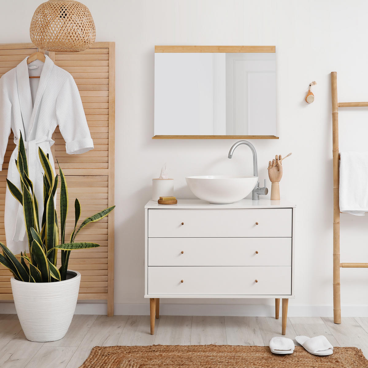 WANDSPIEGEL - Hellbraun, Glas/Holz (90/68.5/16.5cm) - Relaxdays