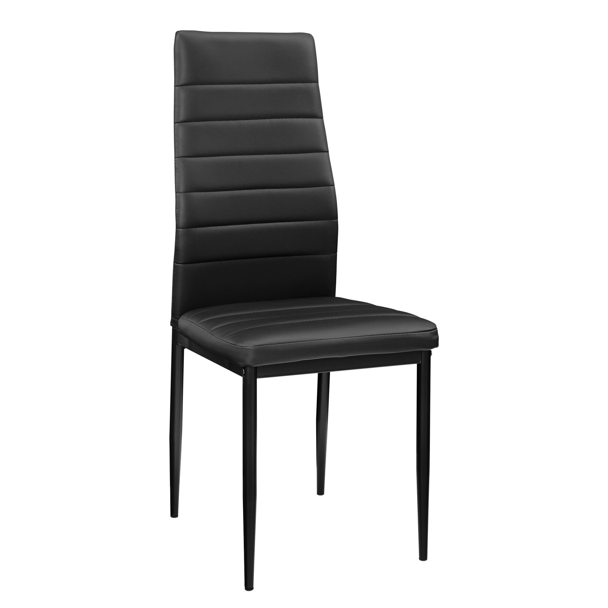 ESSZIMMERSTUHL Lidköping 6er Set - Schwarz, Leder (43/96/52cm) - [en.casa]