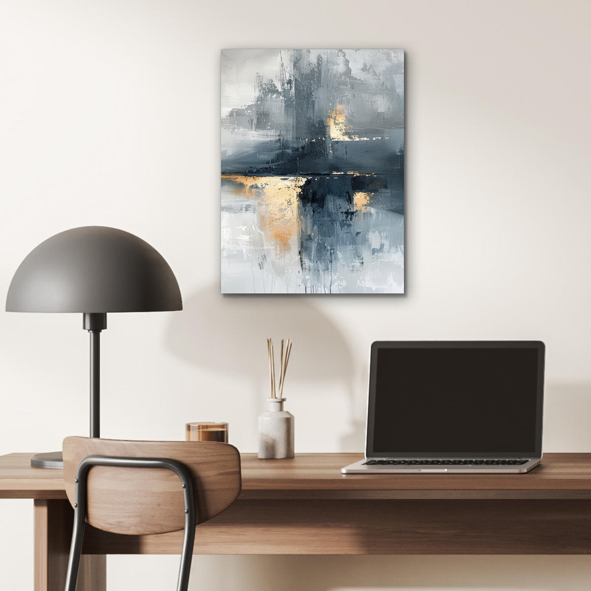 KOVOVÝ OBRAZ Umenie - sivé - zlaté - abstraktné 30x40 cm - tmavosivá, kov (30/40cm) - MuchoWow