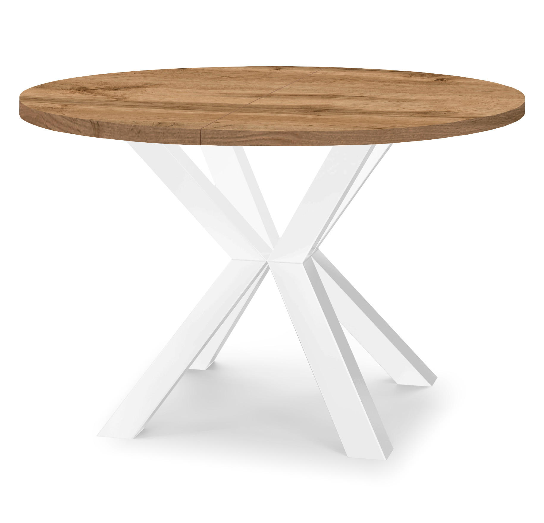 ESSTISCH RAL mit Holzbeinen, Durchmesser: 110 / 160 cm Eiche Wotan / Weiß - Eiche Wotan/Weiß, Holz (110/160/77cm) - Dekori_Interiors