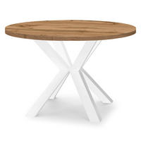 ESSTISCH RAL mit Holzbeinen, Durchmesser: 90 / 140 cm Eiche Wotan / Weiß - Eiche Wotan/Weiß, Holz (90/140/77cm) - Dekori_Interiors