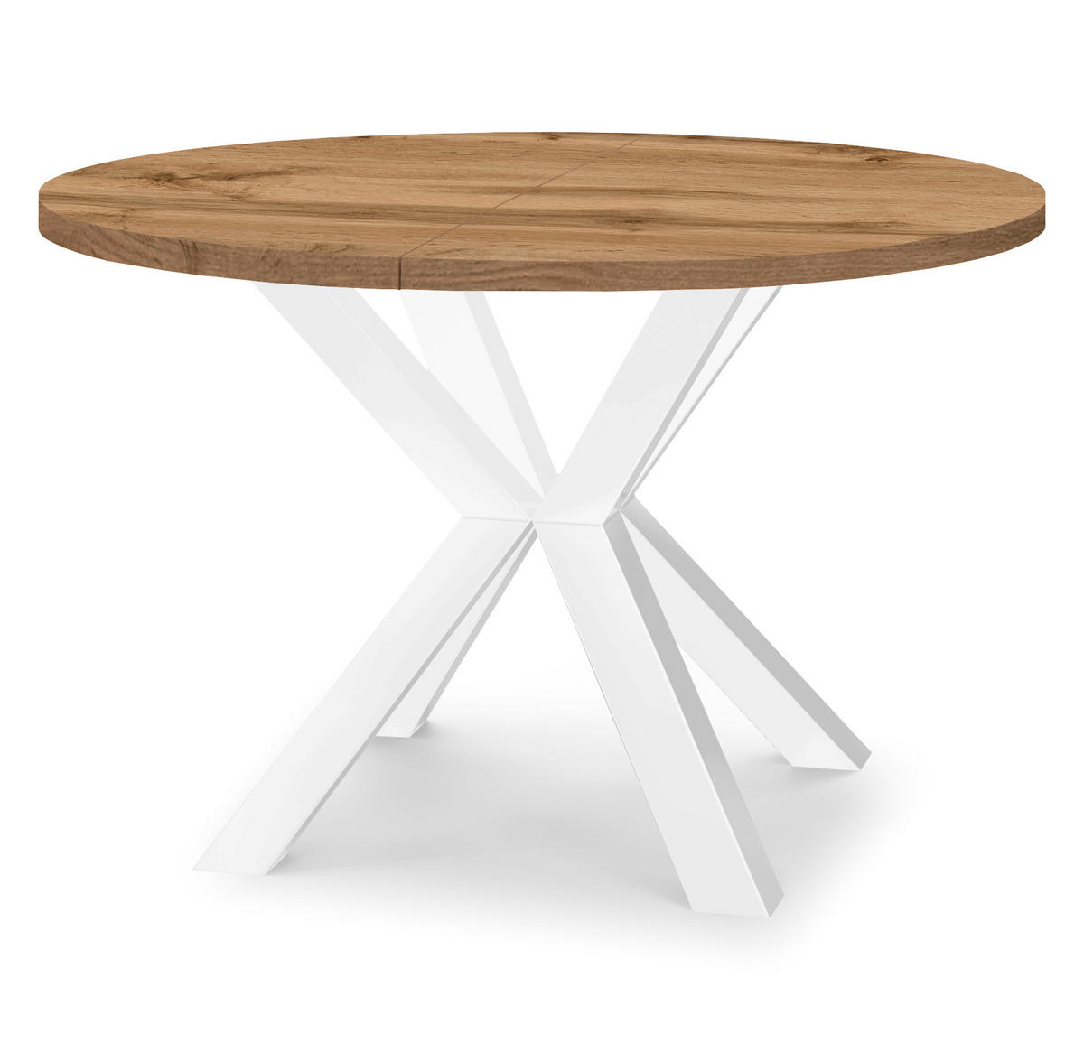 ESSTISCH RAL mit Holzbeinen, Durchmesser: 90 / 140 cm Eiche Wotan / Weiß - Eiche Wotan/Weiß, Holz (90/140/77cm) - Dekori_Interiors