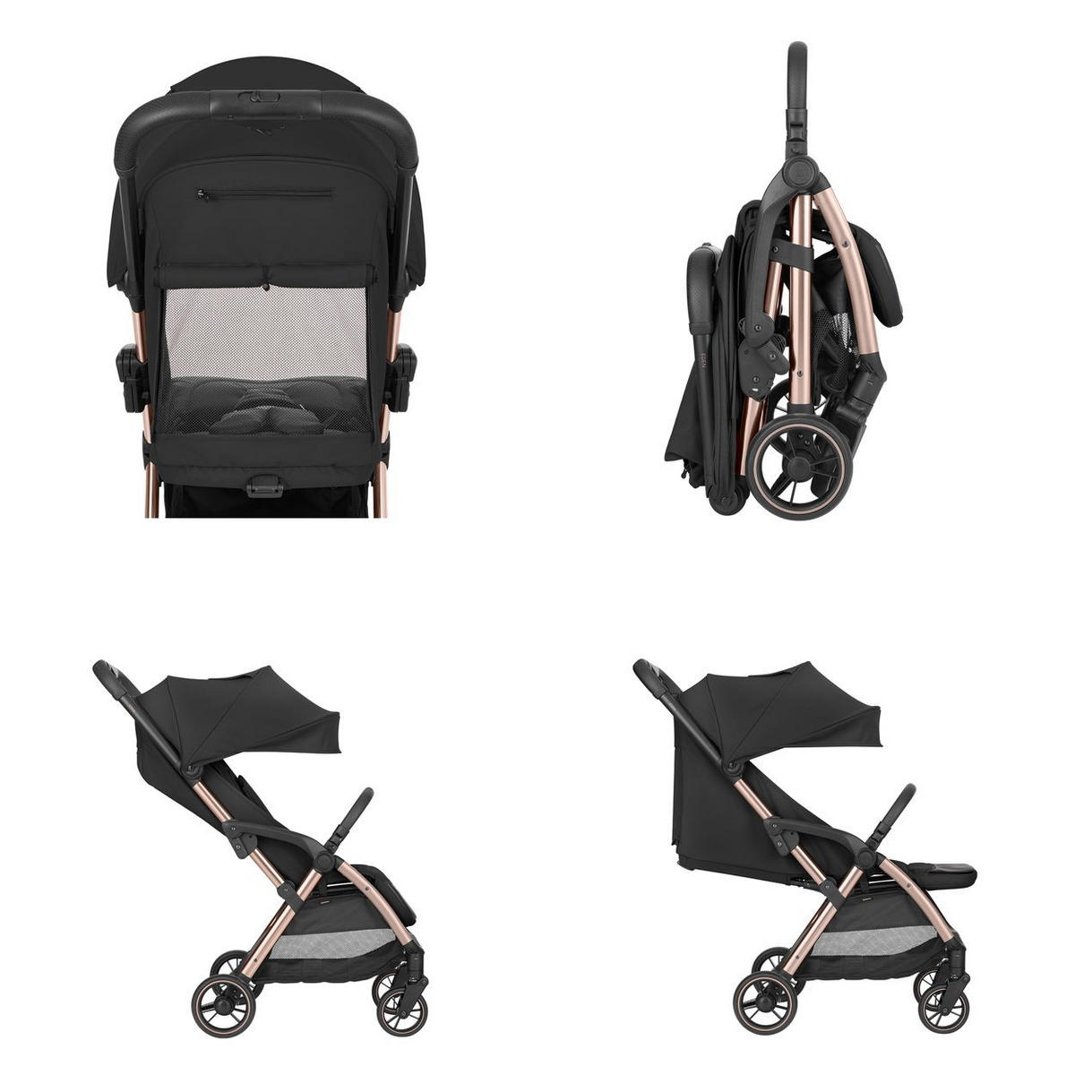 BUGGY Eden bis 22 kg Federung Regenschutz zusammenklappbar - Schwarz, Metall (62/47/100cm) - Kikka boo