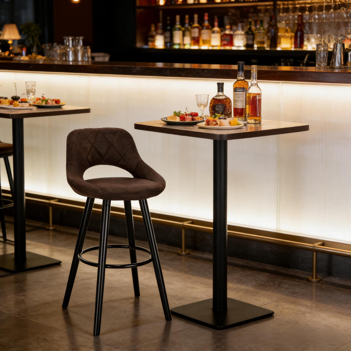 BARHOCKER Dunkelbraun 1er-Set mit Rückenlehne und Massivholzbeinen - Dunkelbraun, Holz (43/70/40cm) - PANGIVO