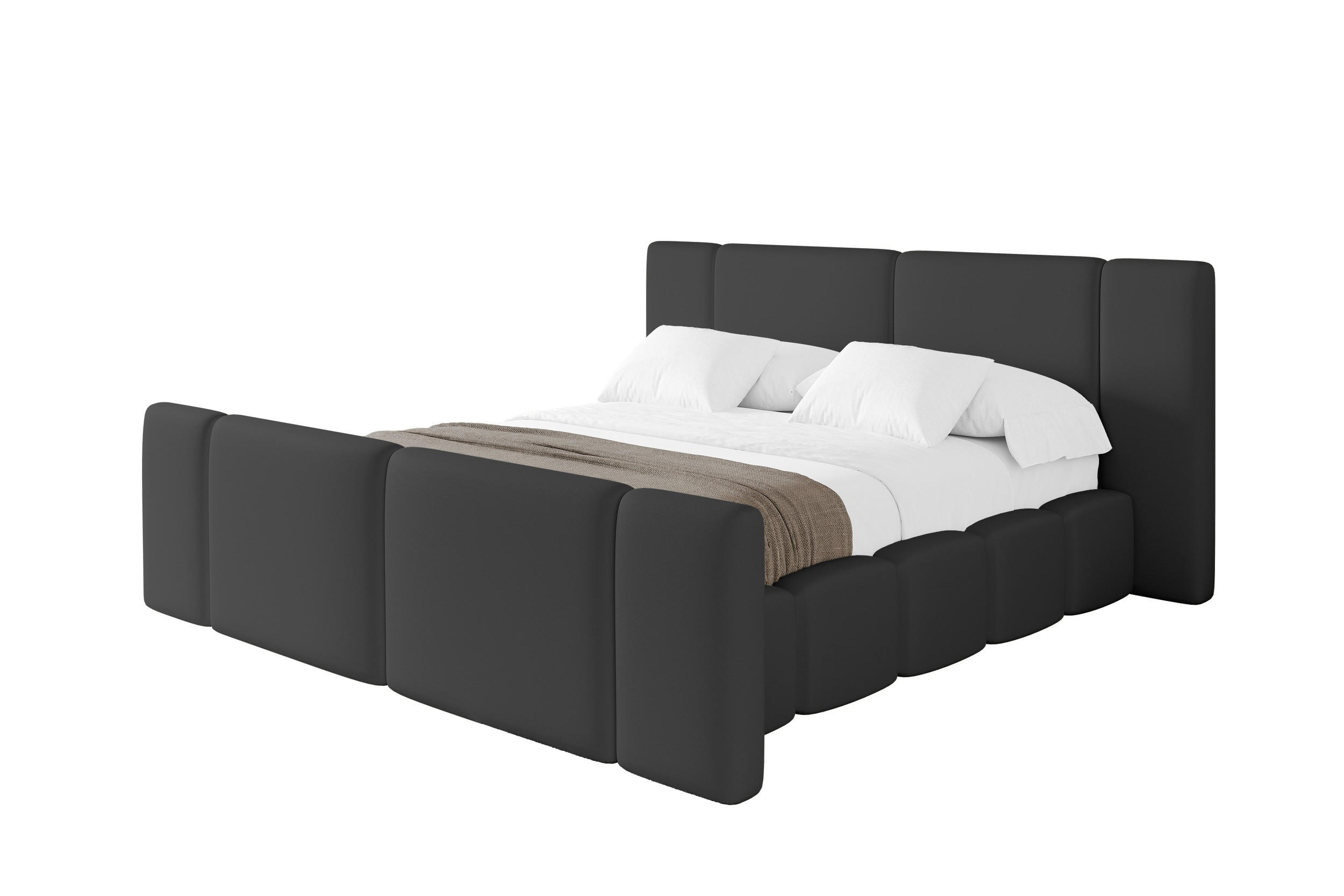POLSTERBETT mit Bettkasten, Fußteil und Lattenrost, Bett mit Matratze H3/H4 - NILO-Z 120x200 Schwarz - Schwarz Hochglanz, Holzwerkstoff/Textil (120/200cm) - ALTDECOR