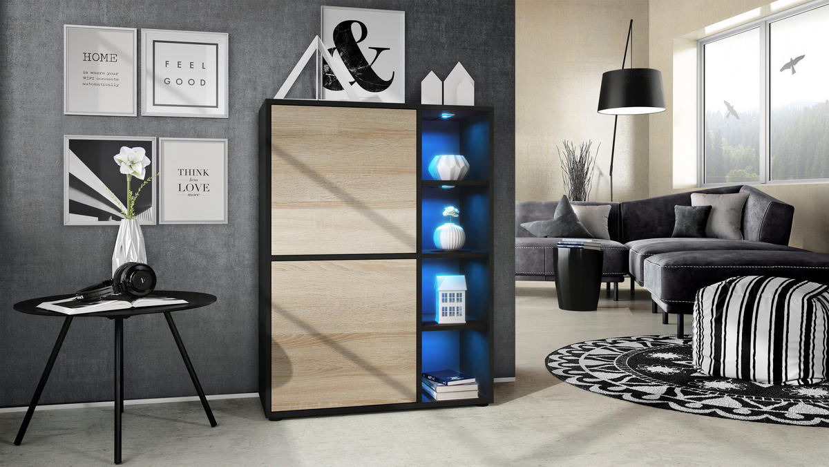 HIGHBOARD Cuba Türen in Eiche sägerau - Eiche San Remo, Holzwerkstoff (79/105.5/35.5cm) - Vladon