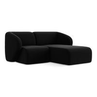 ECKSOFA Rechts Samt Stoff Schwarz - Schwarz, Holzwerkstoff/Kunststoff (178/166cm) - Makamii