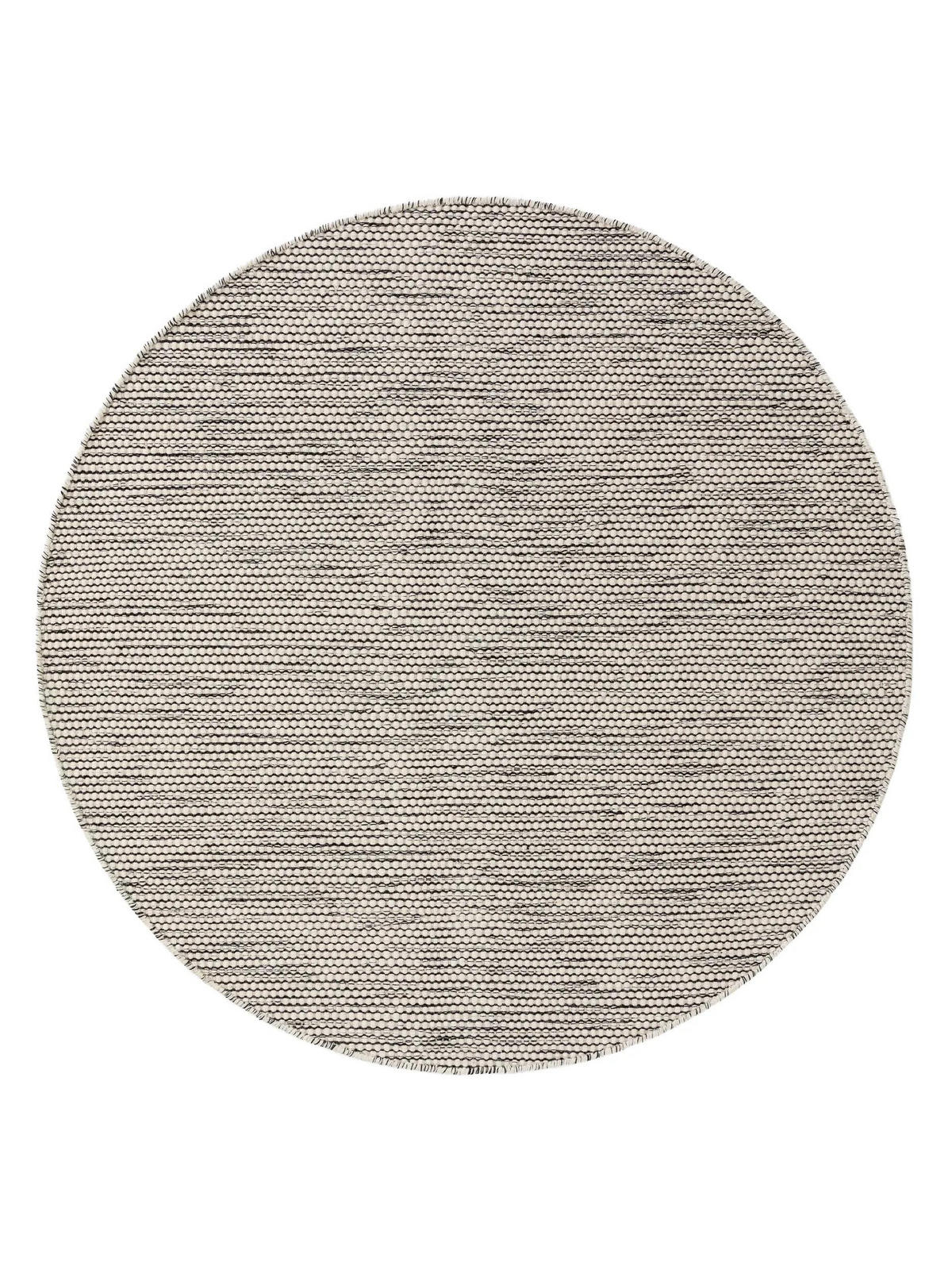 WOLLTEPPICH Rocco Beige/Schwarz ø 250 cm rund - Beige, Naturmaterialien/Textil (250/250cm) - benuta Pure