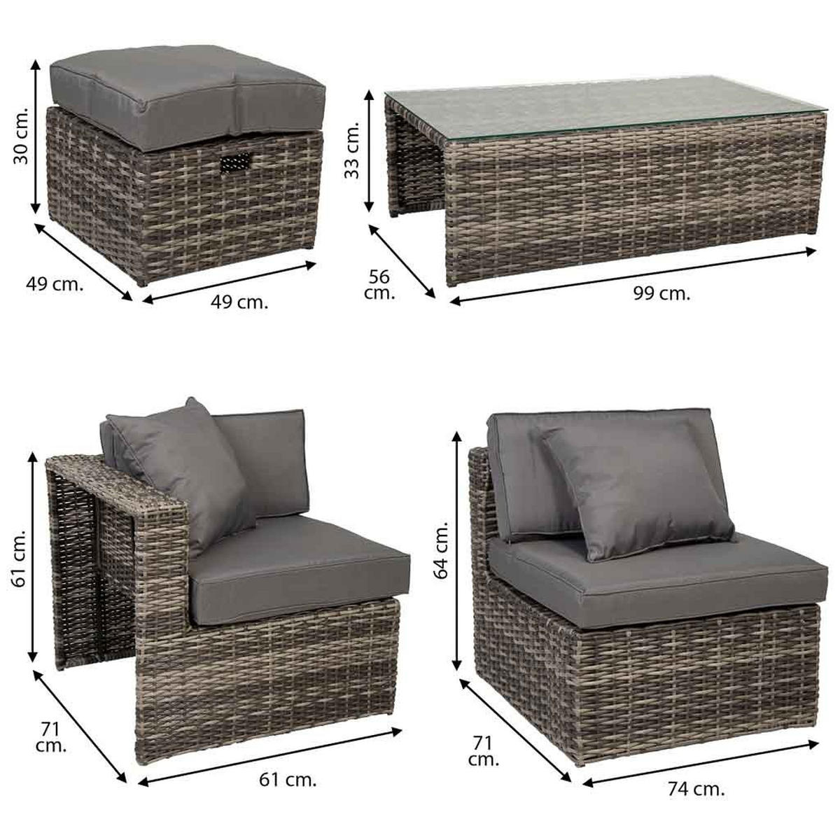 GARTENLOUNGE aus Rattan - Grau, Naturmaterialien - Wanderlust