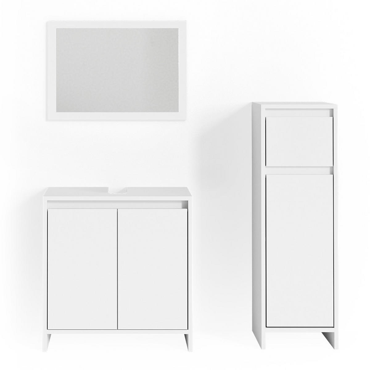 BADMÖBEL-SET Emma Weiß 3 Teile, mit Midischrank - Weiß, Holzwerkstoff (58/60/33cm) - Vicco