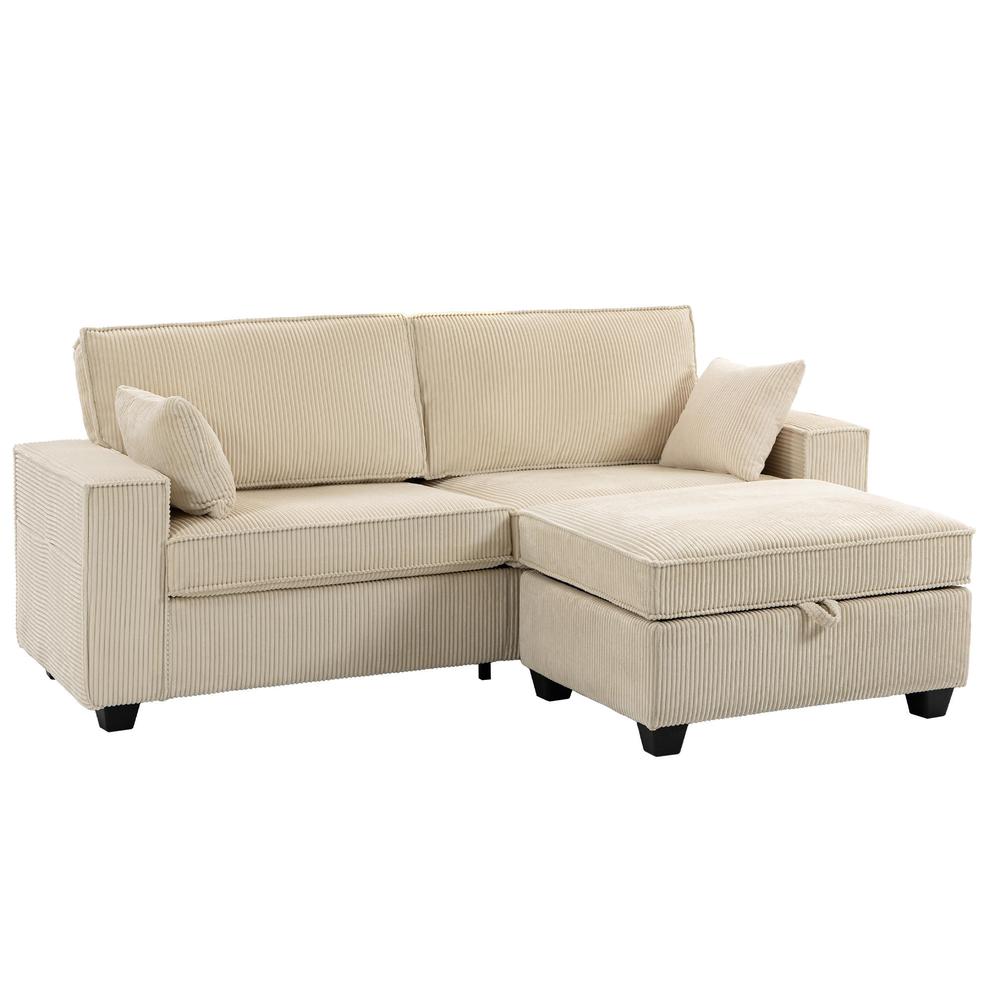 ECKSOFA Polyester Beige - Beige, Holzwerkstoff/Kunststoff (151/216cm) - HOMCOM