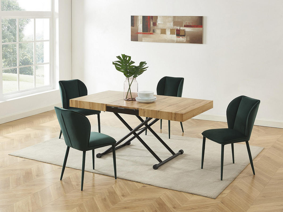 ESSTISCH - 4 Personen, 6 Personen - Holz, Platte - Schwarz, Naturfarben Hell - MORIALA - Schwarz/Naturfarben, Holz (90/220/75cm) - Vente-Unique