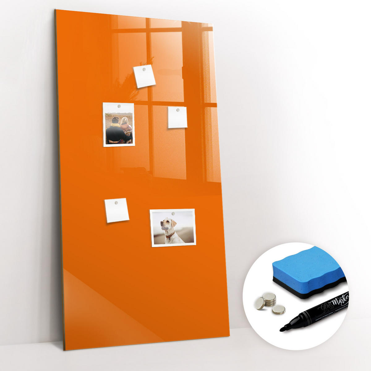 MAGNETTAFEL 60x120 Orange schwarzer Marker - Orange, Glas (60/0.4/120cm) - TULUP