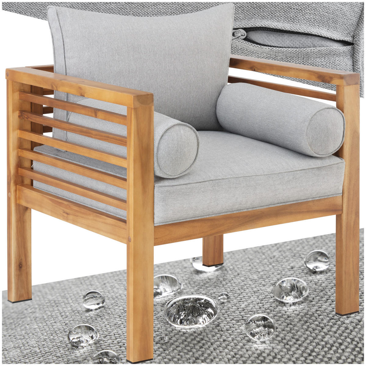 GARTEN-LOUNGESESSEL Boka, 72 x 63 x 64,5 cm, braun - Braun, Holz (72/78/63cm) - tectake