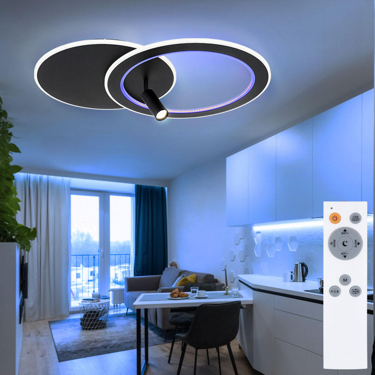 LED DECKENLEUCHTE Marian Schwarz Metall - Schwarz, Metall (69.5/49.2/13.5cm) - Globo Lighting