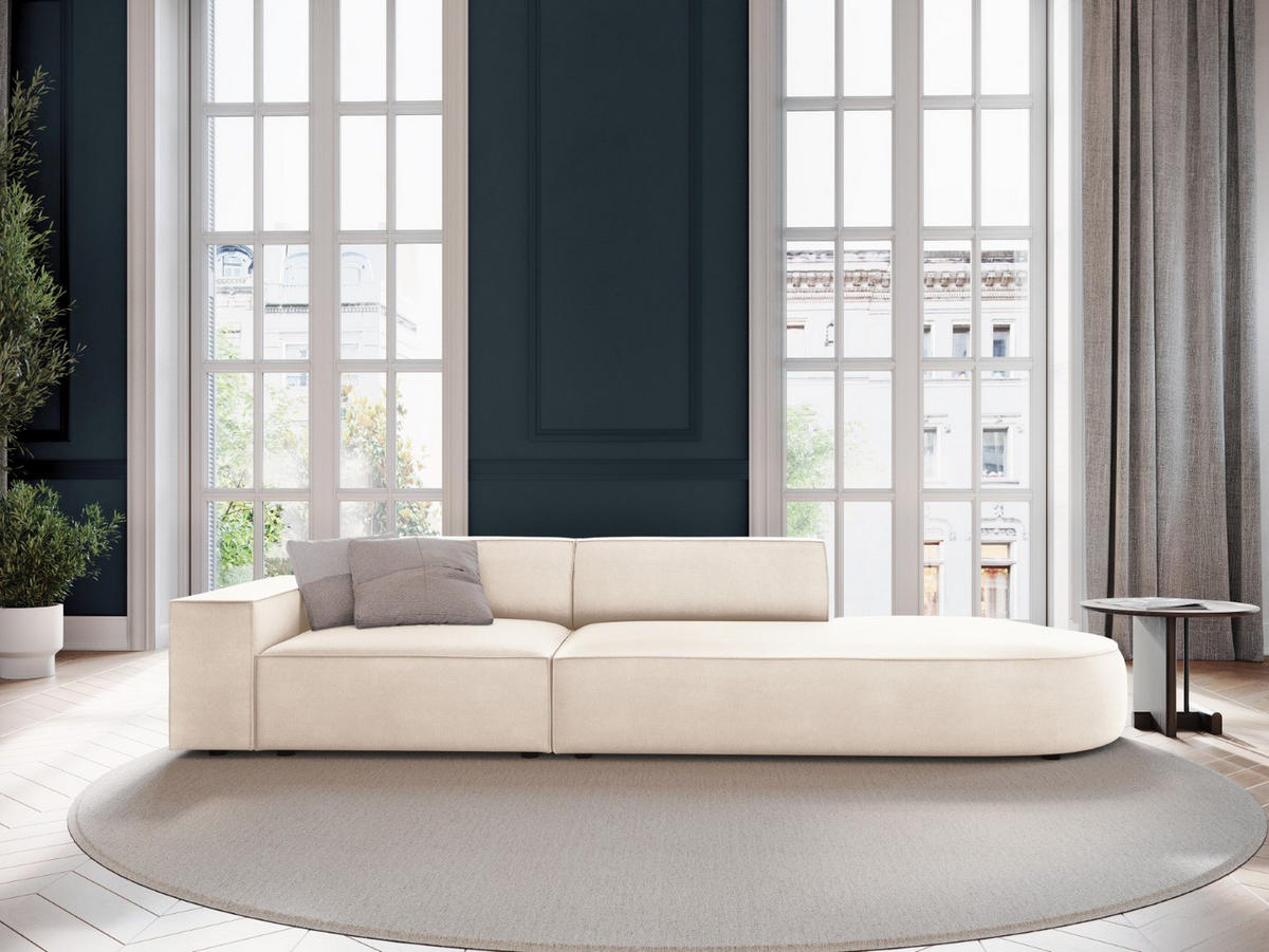 RECHTES-SOFA Jodie aus Samt leichtes beige 3 Sitzplätze - Beige, Textil (102/70/262cm) - Micadoni
