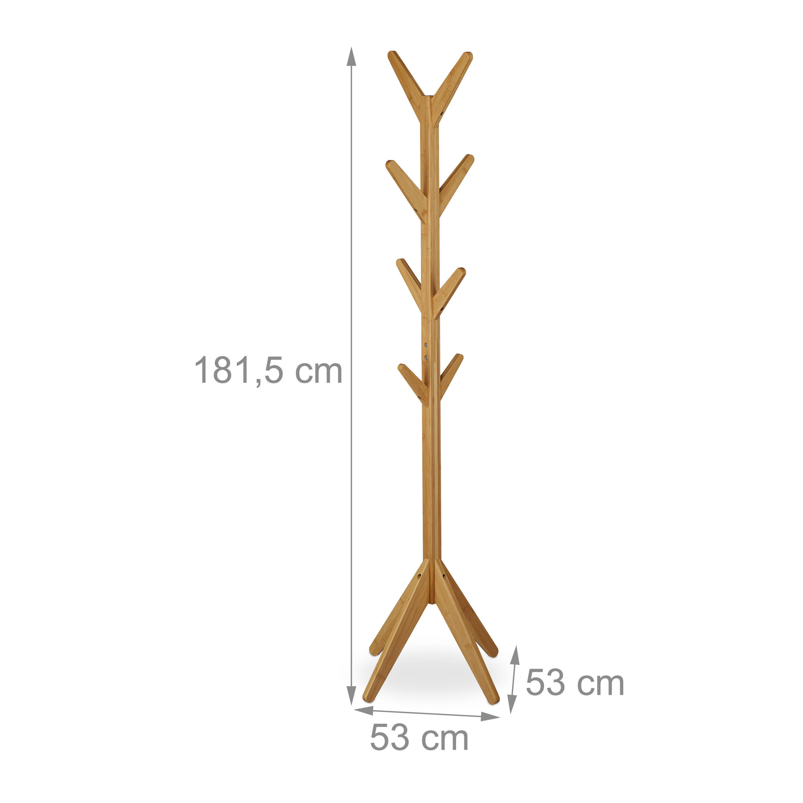 Thumbnail - Relaxdays Garderobenständer, Hellbraun, Holz, 53x181.5x53 cm, Garderobe, Garderobenständer