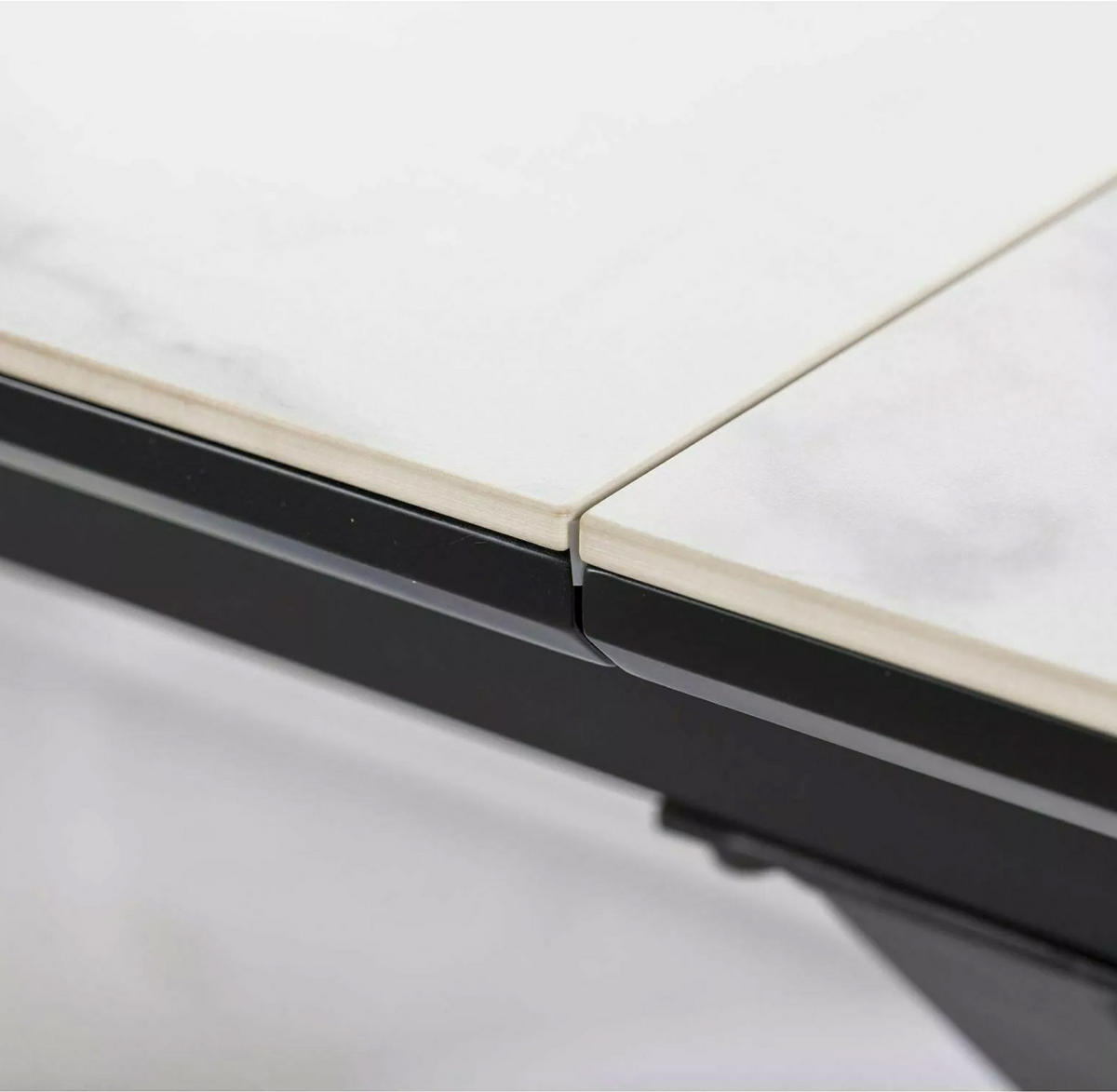 ESSTISCH Laguna Weiß Marmor / Schwarz 160-200 / 90 / 76cm - Schwarz/Weiß, Holz/Metall (90/200/76cm) - Feldmann-Wohnen