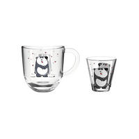 KINDERTASSE UND TRINKGLAS Bambini Panda 2er Set - Schwarz/Weiß, Glas (0.001L) - Leonardo Living