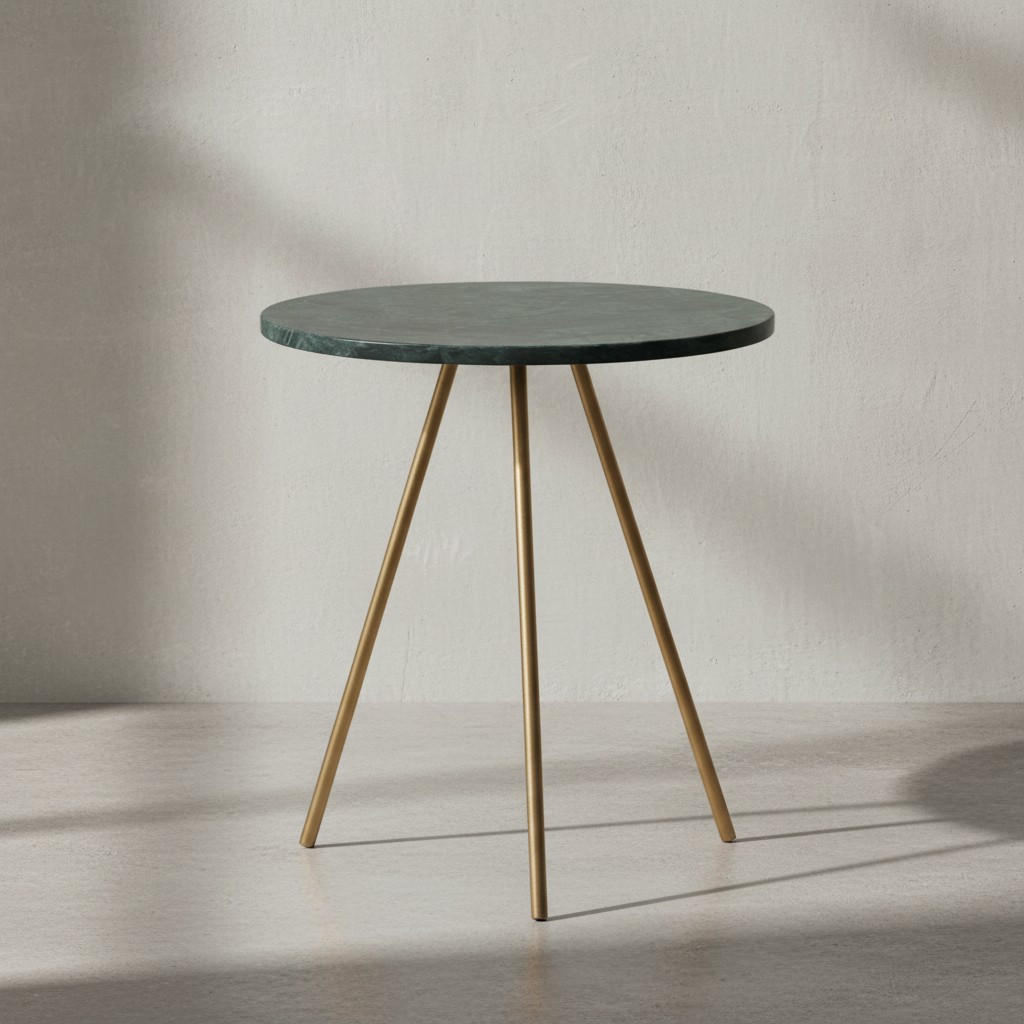 BEISTELLTISCH – Echter Marmor Grün Gold Metallbeine 38x38x44 cm - Goldfarben/Grün, Stein/Metall (38/38/44cm) - KADIMA DESIGN