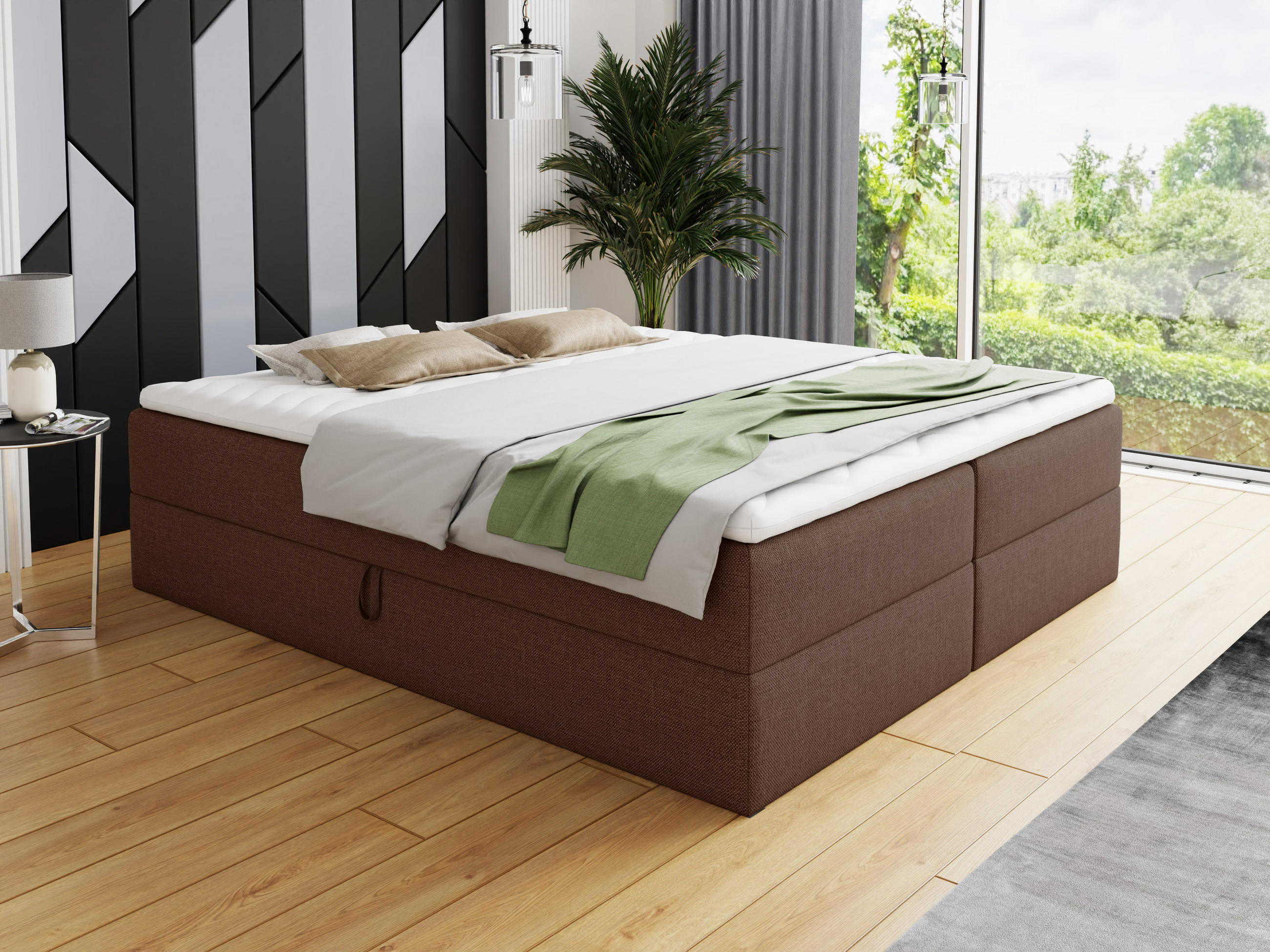 BOXBETT Base - 160x200 - braun (Inari 24, Webstoff) - Schwarz/Braun, Holz/Holzwerkstoff (160/200cm) - Sofnet