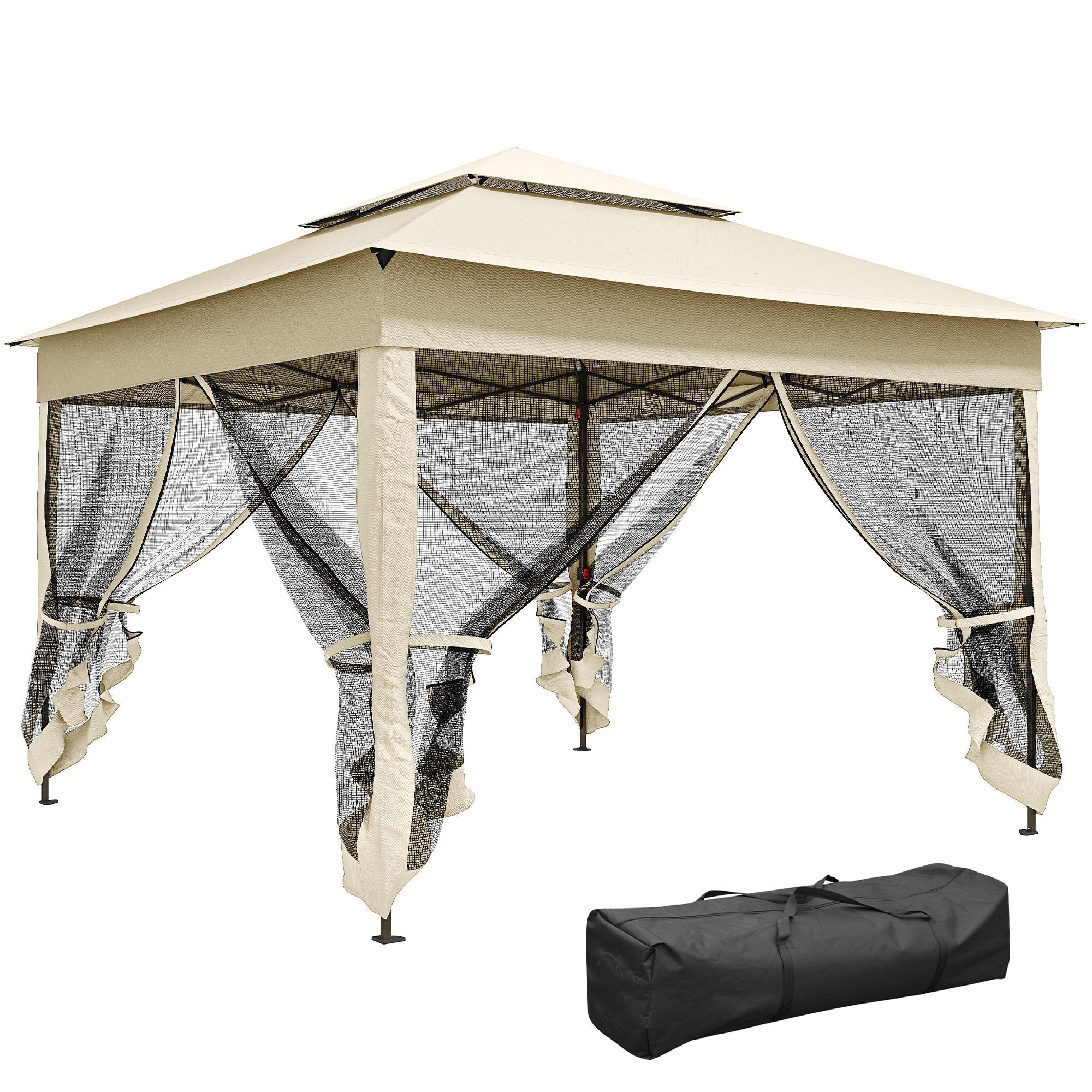 PAVILLON DE-13990 Pop-up 3/3 m, Doppeldach, Moskitonetze Creme - Creme, Textil (325/270/325cm) - ComfortXL