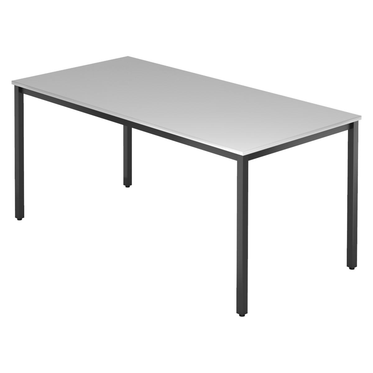 BESPRECHUNGSTISCH Serie-D 80/160/72 cm in Grau/Vierkantrohr schwarz - Schwarz/Grau, Holzwerkstoff (80/160/72cm) - bümö