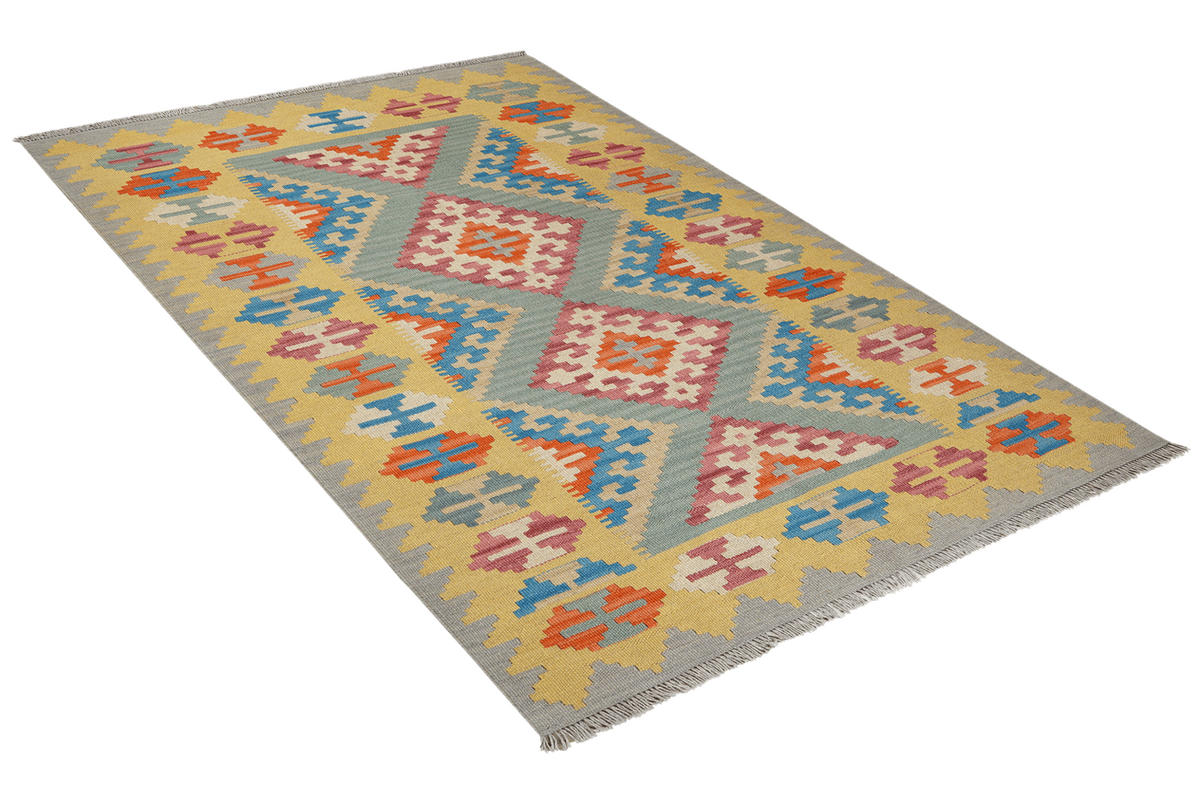 KELIM-TEPPICH handgewebt Gashgai Grün 185/123 cm Schurwolle - Grün, Textil (123/185cm) - Looma