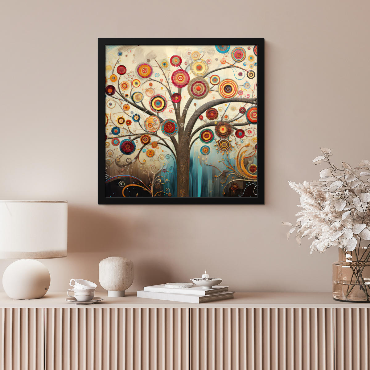POSTER MIT RAHMEN Baum - Baum des Lebens - Farbe 40x40 cm - Braun, Papier (40/40cm) - MuchoWow