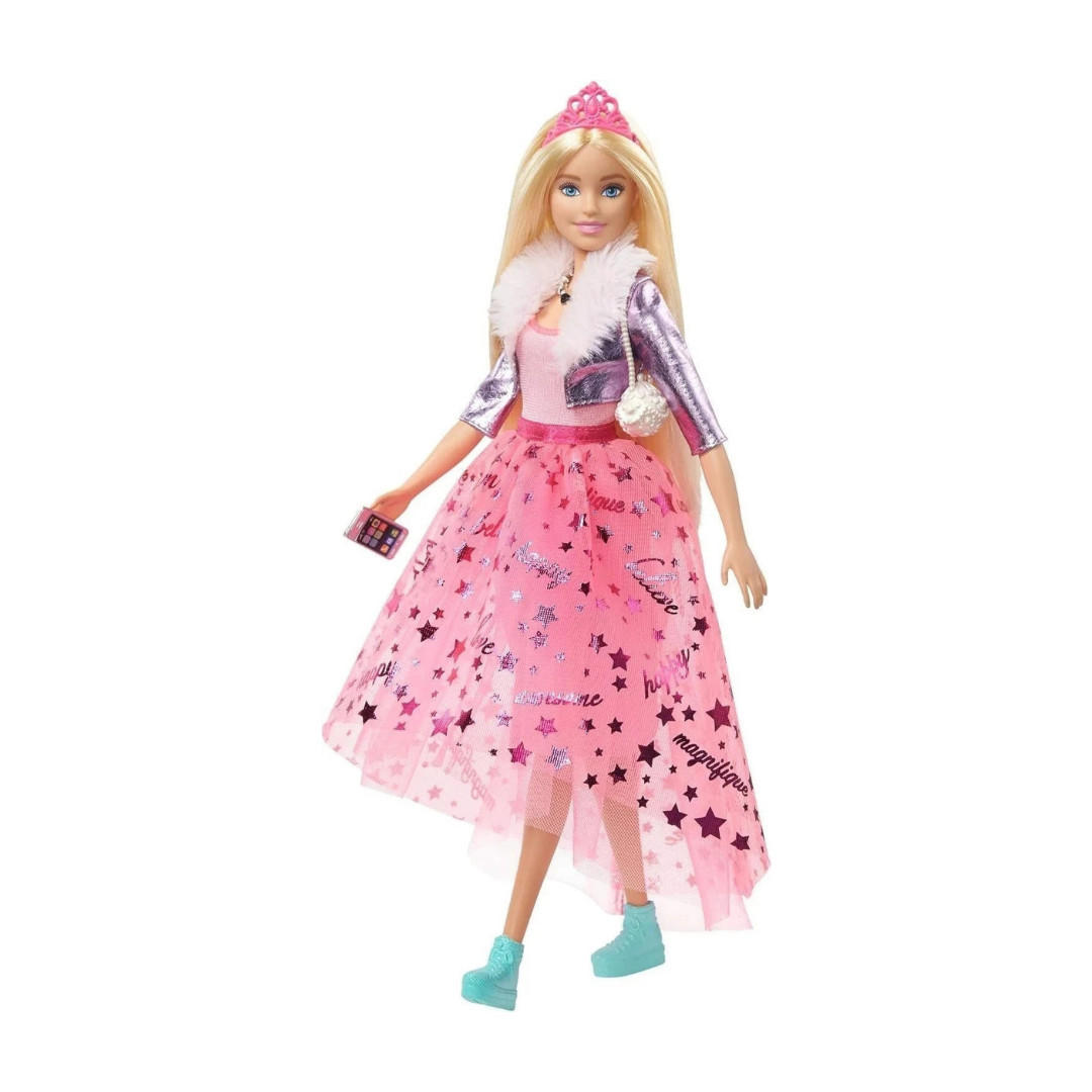 ANZIEHPUPPE Barbie Prinzessinnen Abenteuer mit Zubehör, Modepuppe, Spielpuppe, Barbie Puppe, Prinzessin Spielzeug, Kinder Spielzeug, Rollenspiel - Pink, Kunststoff (24/30/7cm) - Barbie