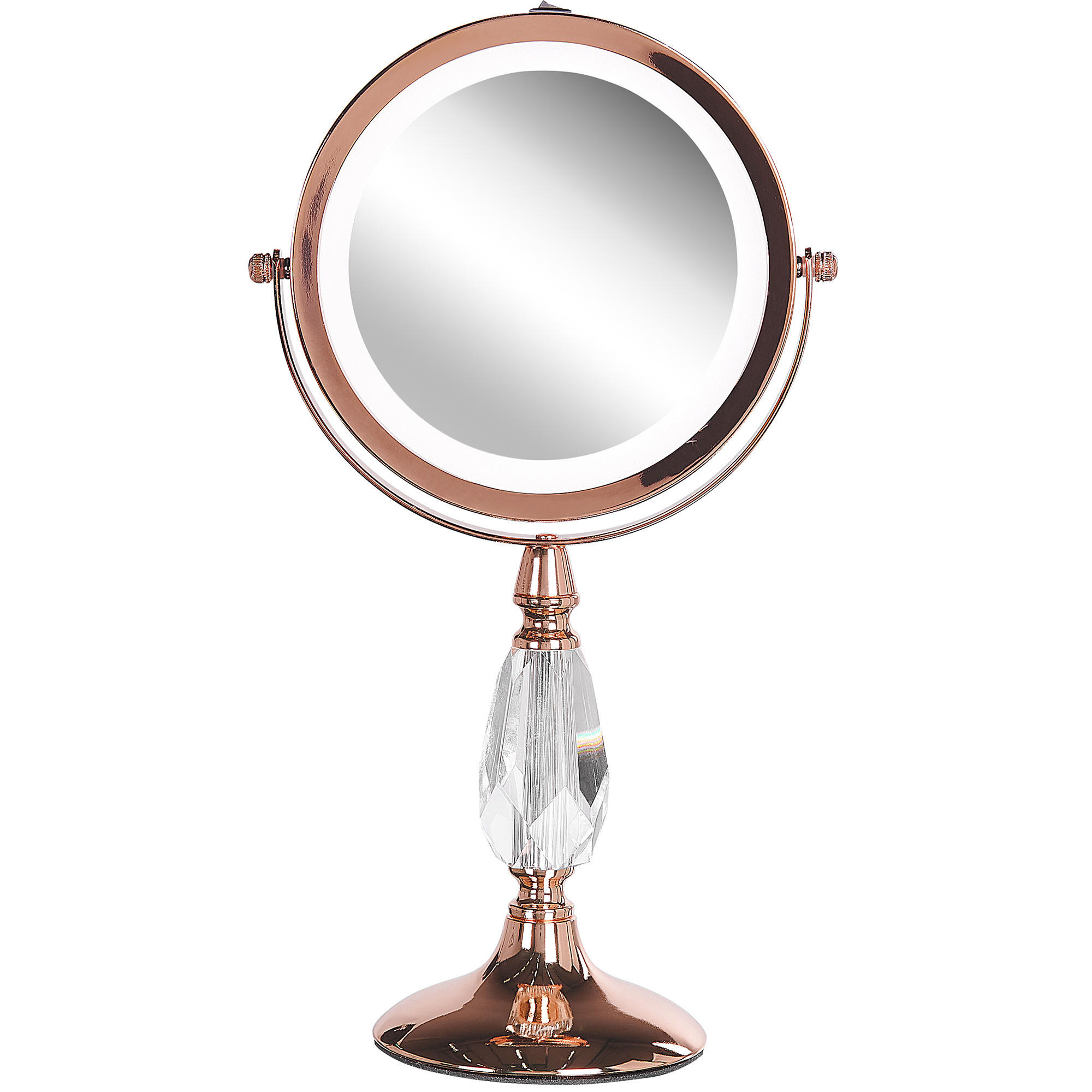 KOSMETIKSPIEGEL roségold mit LED-Beleuchtung 18 cm Maury - Roségold, Metall (18/37/12cm) - Beliani