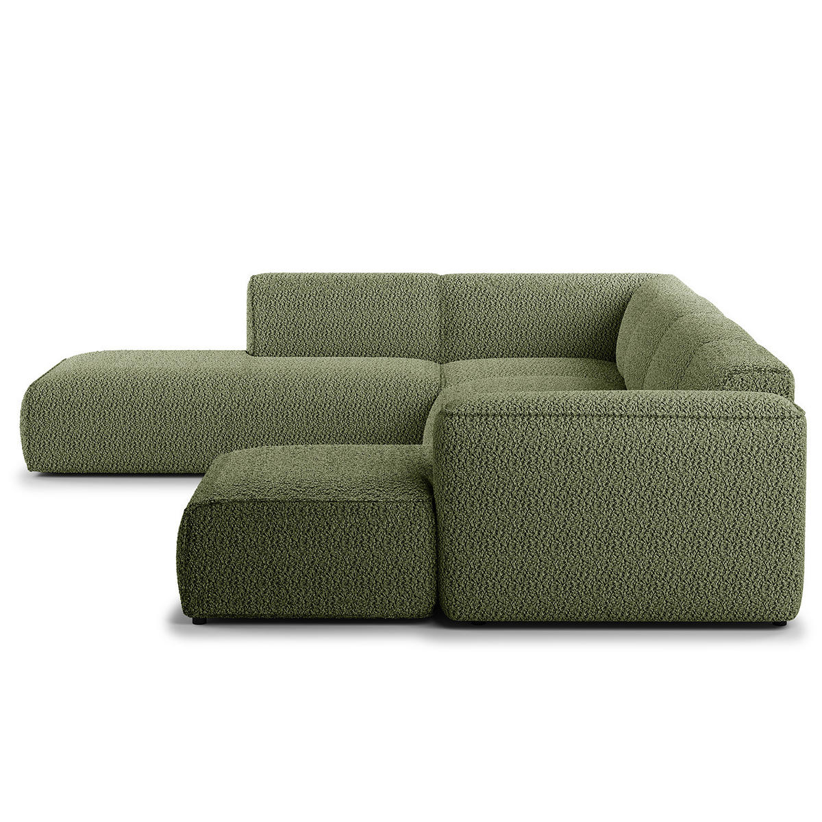 WOHNLANDSCHAFT mit Longchair - Schwarz/Grün, Kunststoff/Textil (325/71/235cm) - home24
