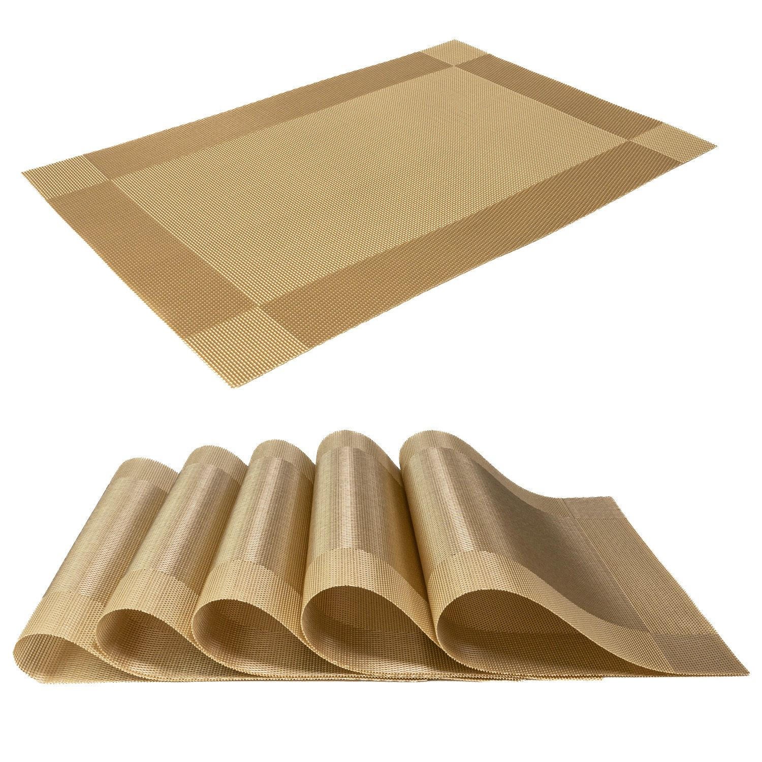PLATZSET Untersetzer 45/30 cm (6er-Set) - Goldfarben, Kunststoff (45/30/0.16cm) - Intirilife