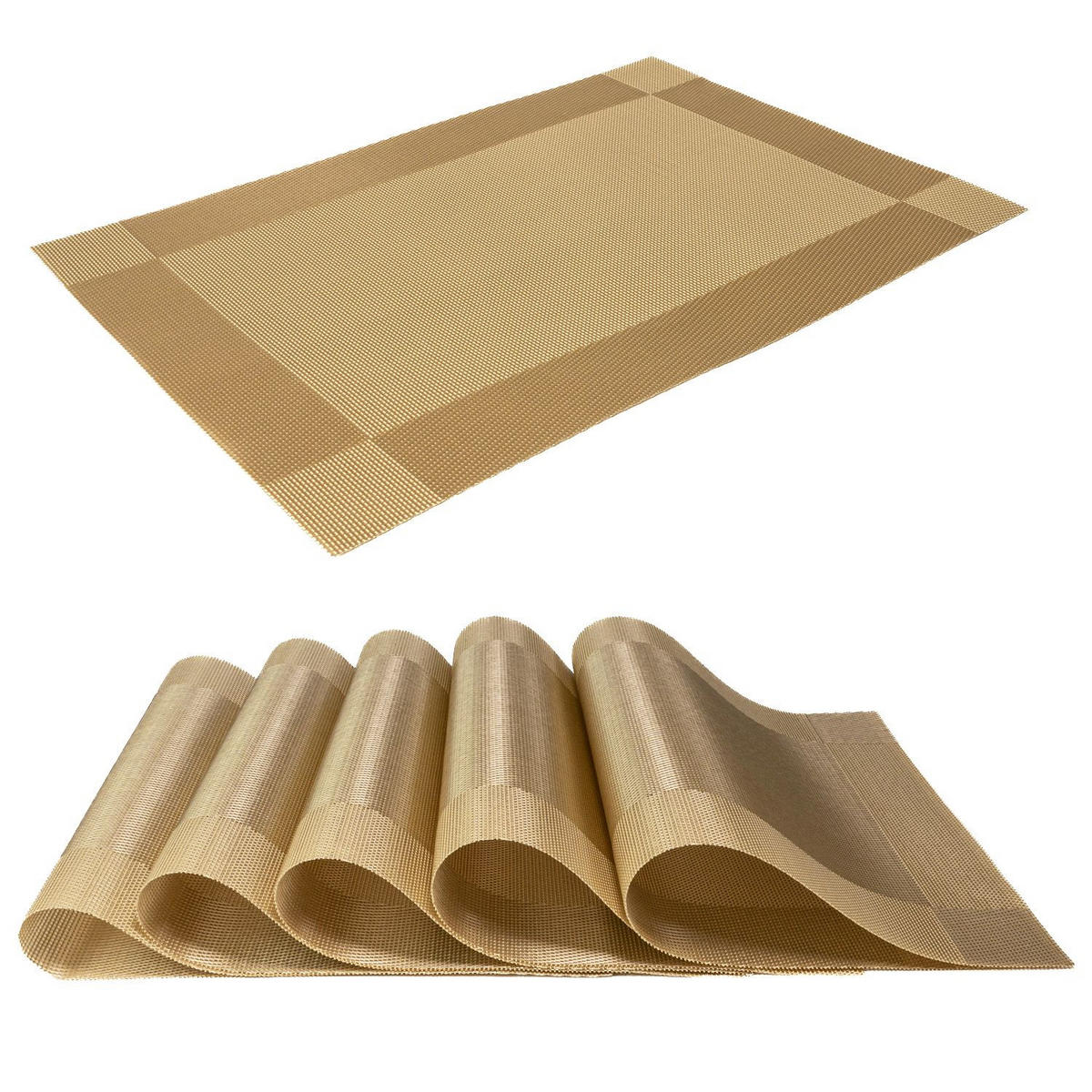 PLATZSET Untersetzer 45/30 cm (6er-Set) - Goldfarben, Kunststoff (45/30/0.16cm) - Intirilife