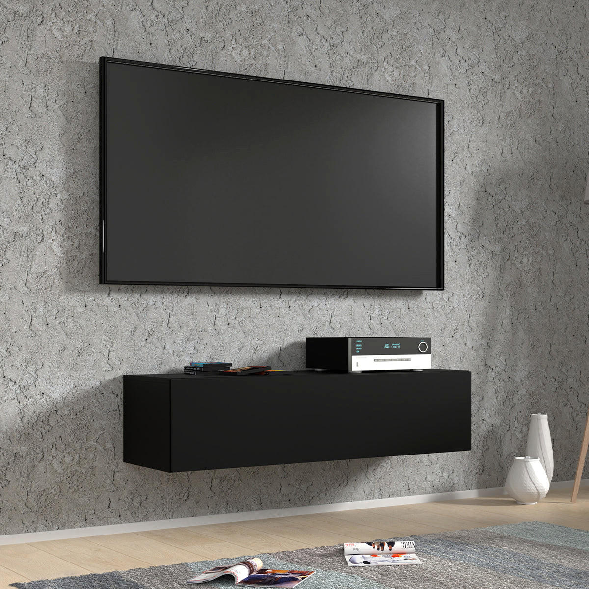 TV-MÖBEL Bali Mattschwarz - Schwarz, Holzwerkstoff (120/30/40cm) - Petits-meubles