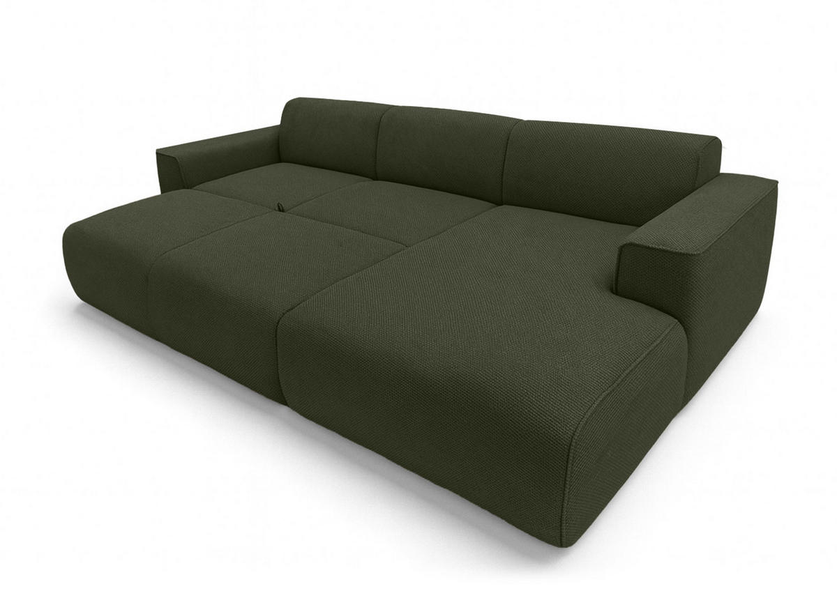 ECKSOFA L Form Ruyam Grün 310/165/78 cm – Schlaffunktion Rechts - Schwarz/Grün, Kunststoff/Textil (310/170cm) - AX Living