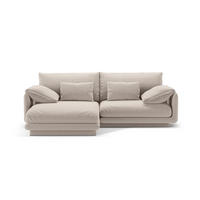 ECKSOFA links Torino aus strukturiertem Stoff leichtes beige 3 Sitzplätze - Creme, Textil (170/220cm) - Micadoni