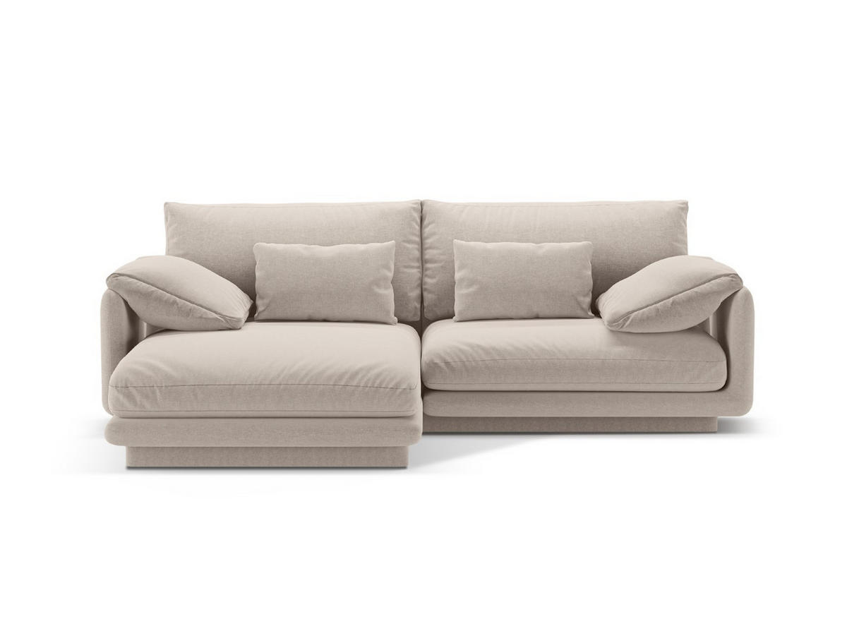 ECKSOFA links Torino aus strukturiertem Stoff leichtes beige 3 Sitzplätze - Creme, Textil (170/220cm) - Micadoni