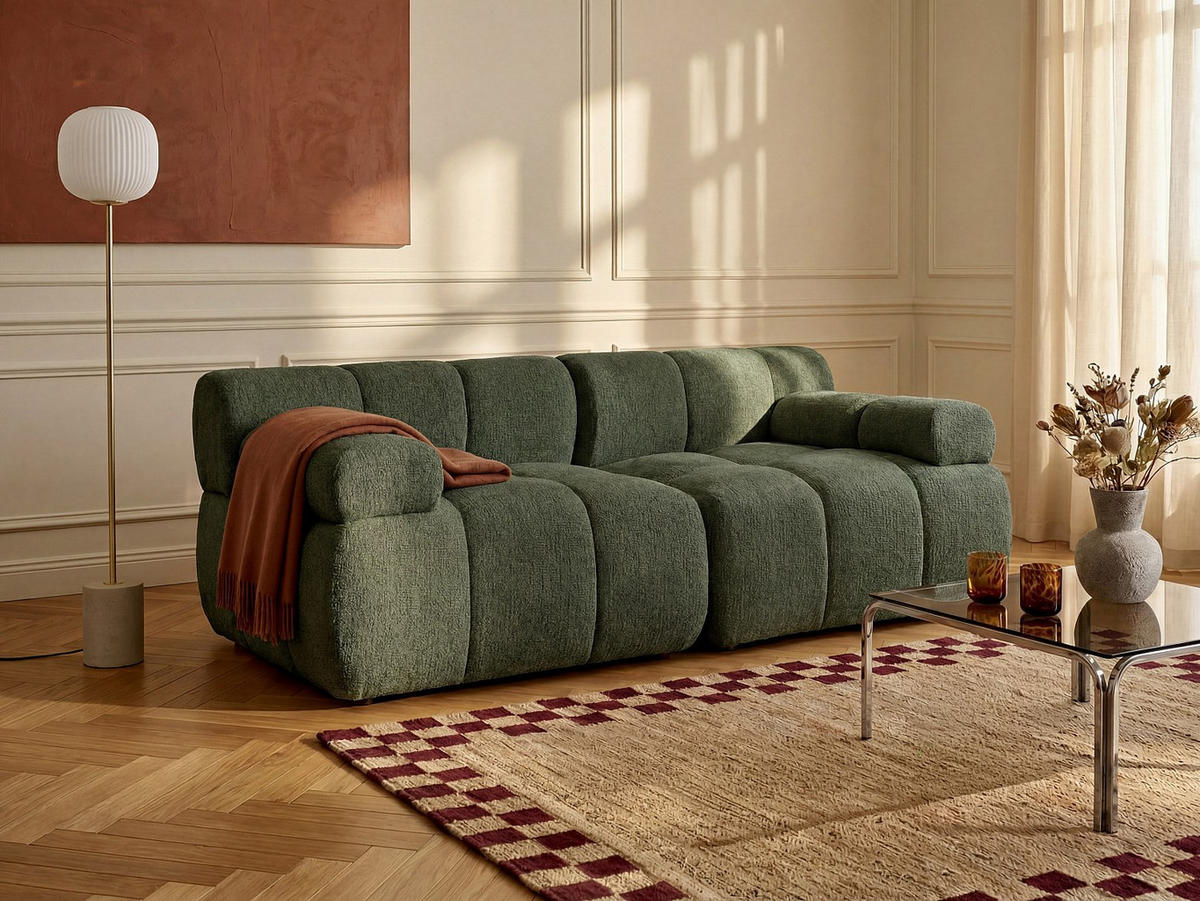 MODULIERBARES Sofa - 2 Personen - stoff - grün Facivil - Grün, Kunststoff/Textil (188/70/94cm) - Vente-Unique