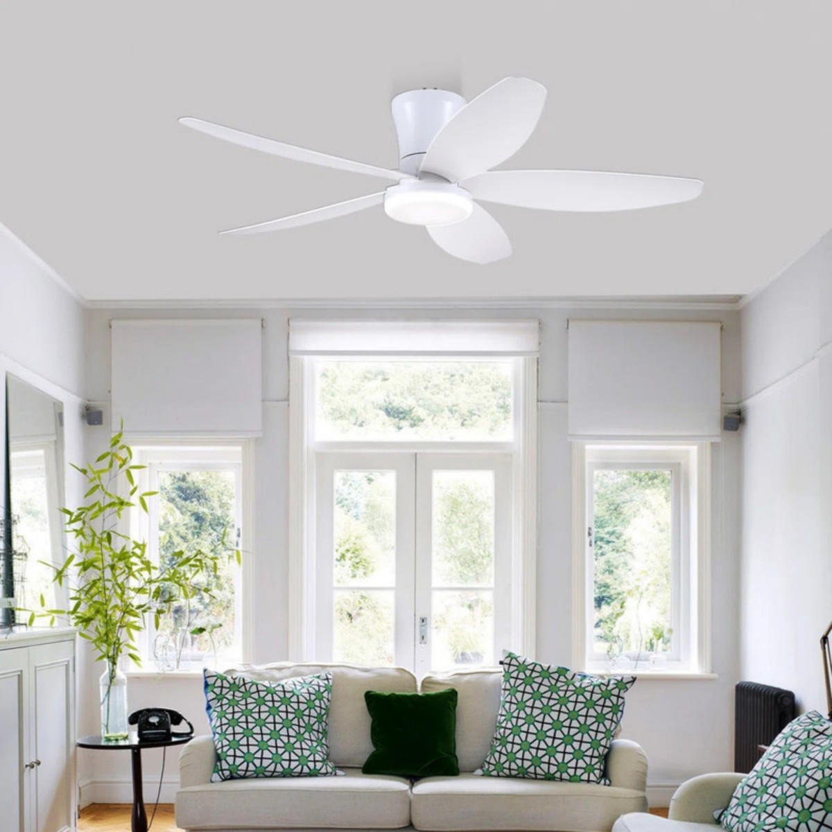 DECKENVENTILATOR Weiß 122 cm mit LED und leisem DC-Motor - Weiß, Kunststoff (122/122/22cm) - Surtime