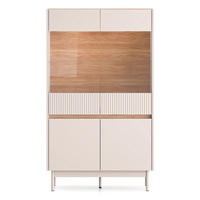 VITRINE Dunea 4-türig Kaschmirgrau/Eichenoptik 92 cm - Taupe, Holzwerkstoff/Metall (92/156/40cm) - Selsey