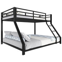 ETAGENBETT 90x200 / 140x200 cm in Schwarz mit Treppe und Sicherheitsgeländer - Schwarz, Metall (90/200cm) - IVMEU