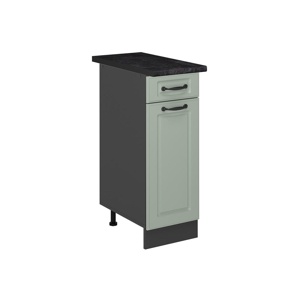 KÜCHENUNTERSCHRANK R-Line, Mint Landhaus/Anthrazit, 30 cm Arbeitsplatte Anthrazit - Anthrazit/Mintgrün, Holzwerkstoff (30/81.6/60cm) - Vicco