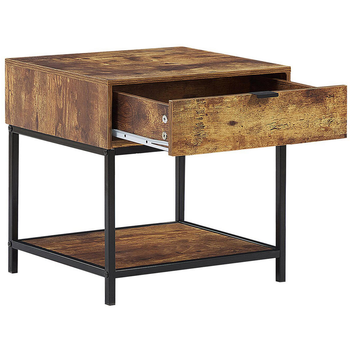 BEISTELLTISCH dunkler Holzfarbton/schwarz rechteckig 45/40cm Berkley - Dunkelbraun/Schwarz, Holzwerkstoff (39/45/45cm) - Beliani