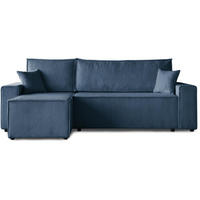 ECKSCHLAFSOFA mit Schlaffunktion Hektor dunkelblau - Schwarz/Dunkelblau, Kunststoff/Textil (247/152cm) - Beautysofa